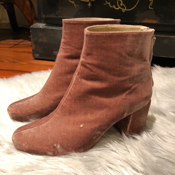 Zara Pink Velvet Ankle Boots Size 6.5/7 - Picture 4 of 5